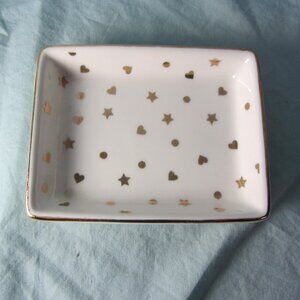 🐸 talbots heart star trinket dish stoneware discontinued (w2695)